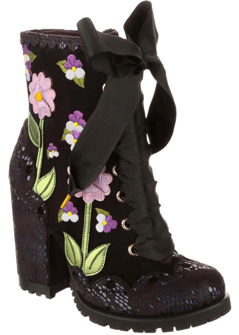 Irregular Choice Vibrant Voilets 60's Boots Black