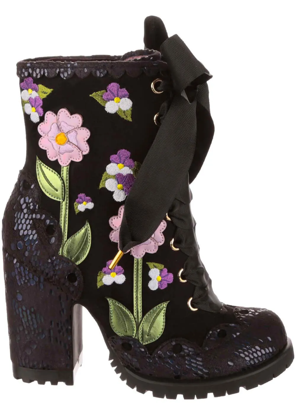 Irregular Choice Vibrant Voilets 60's Boots Black