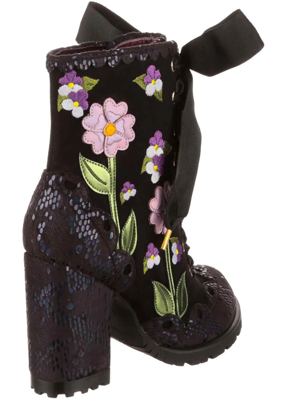 Irregular Choice Vibrant Voilets 60's Boots Black