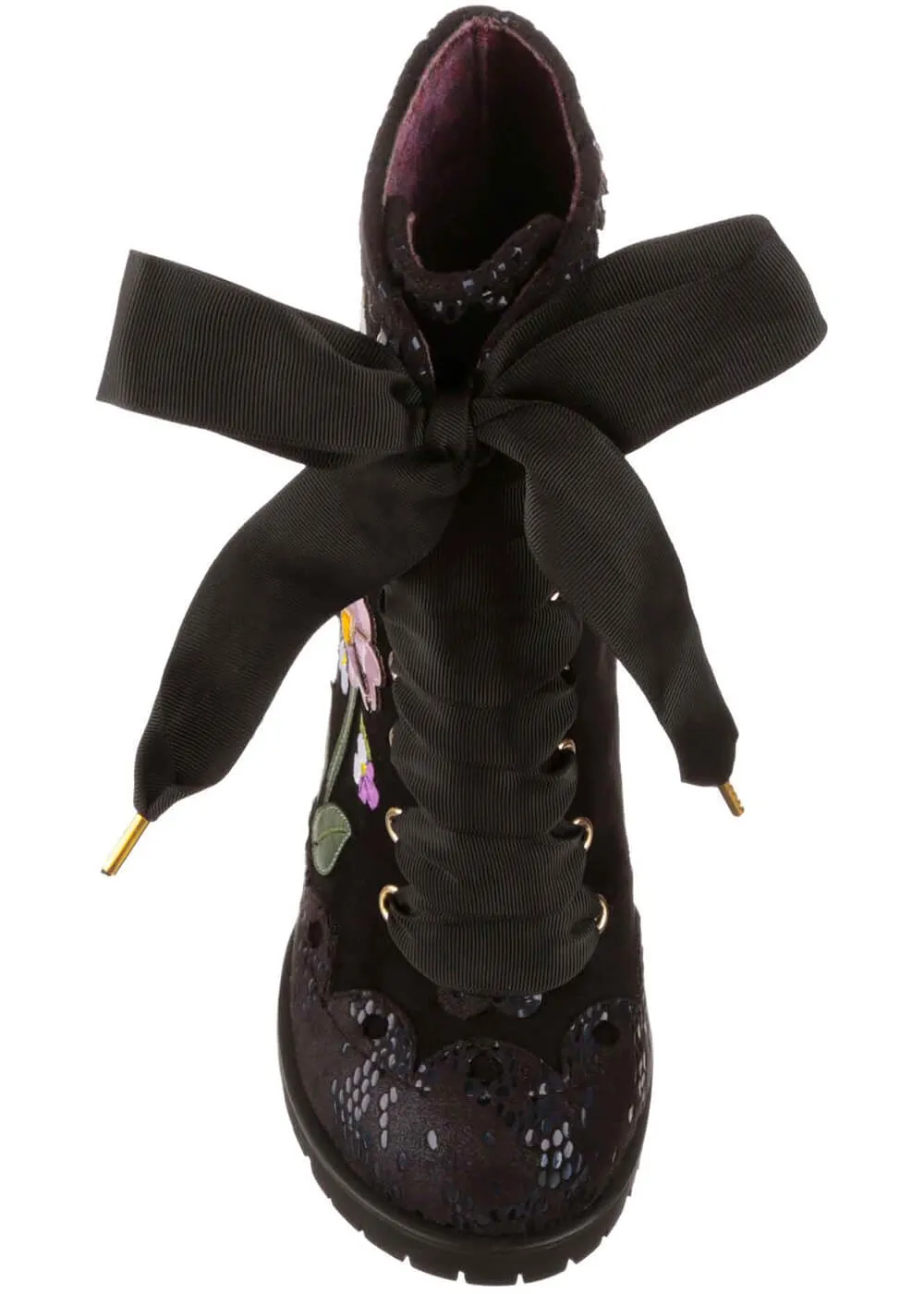 Irregular Choice Vibrant Voilets 60's Boots Black