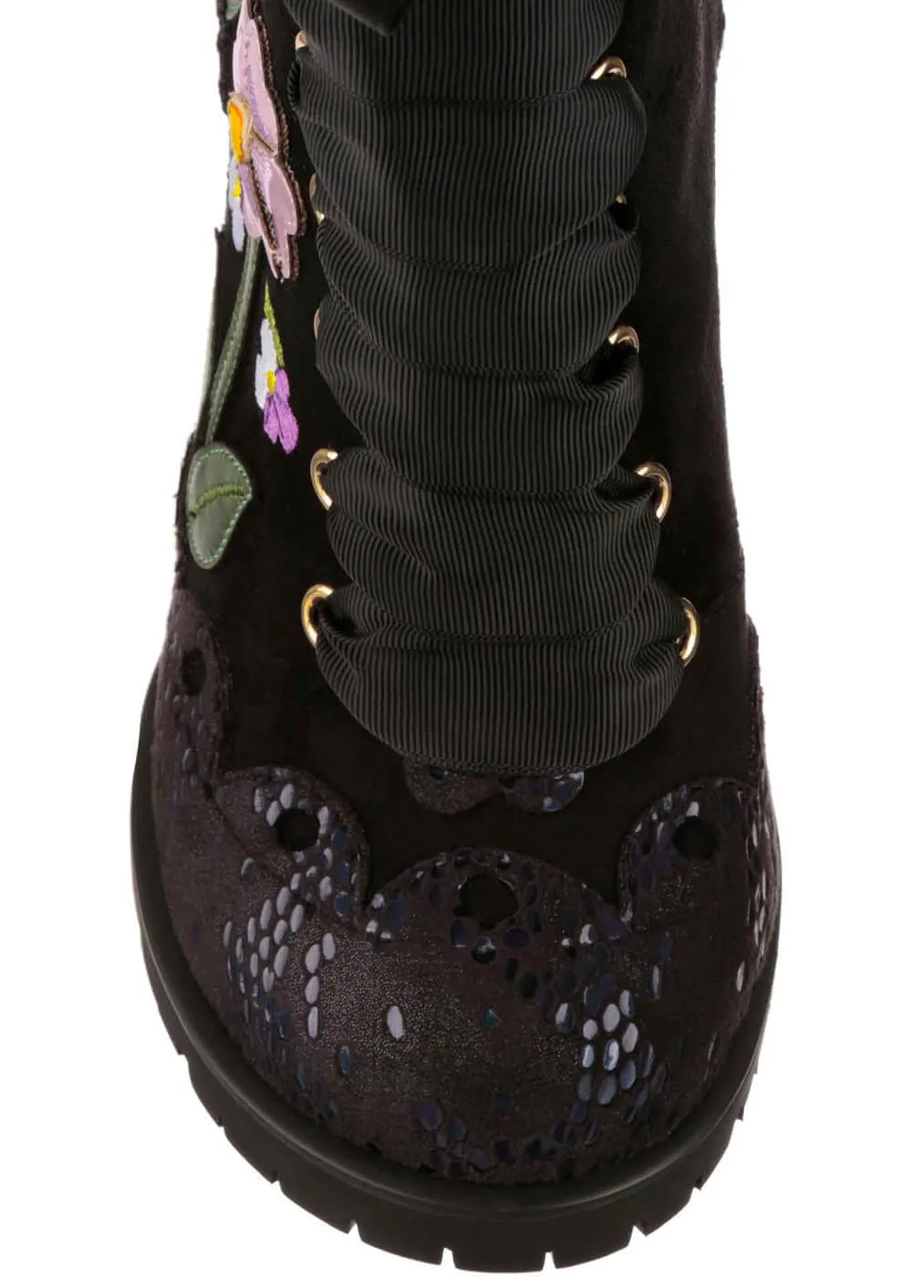 Irregular Choice Vibrant Voilets 60's Boots Black