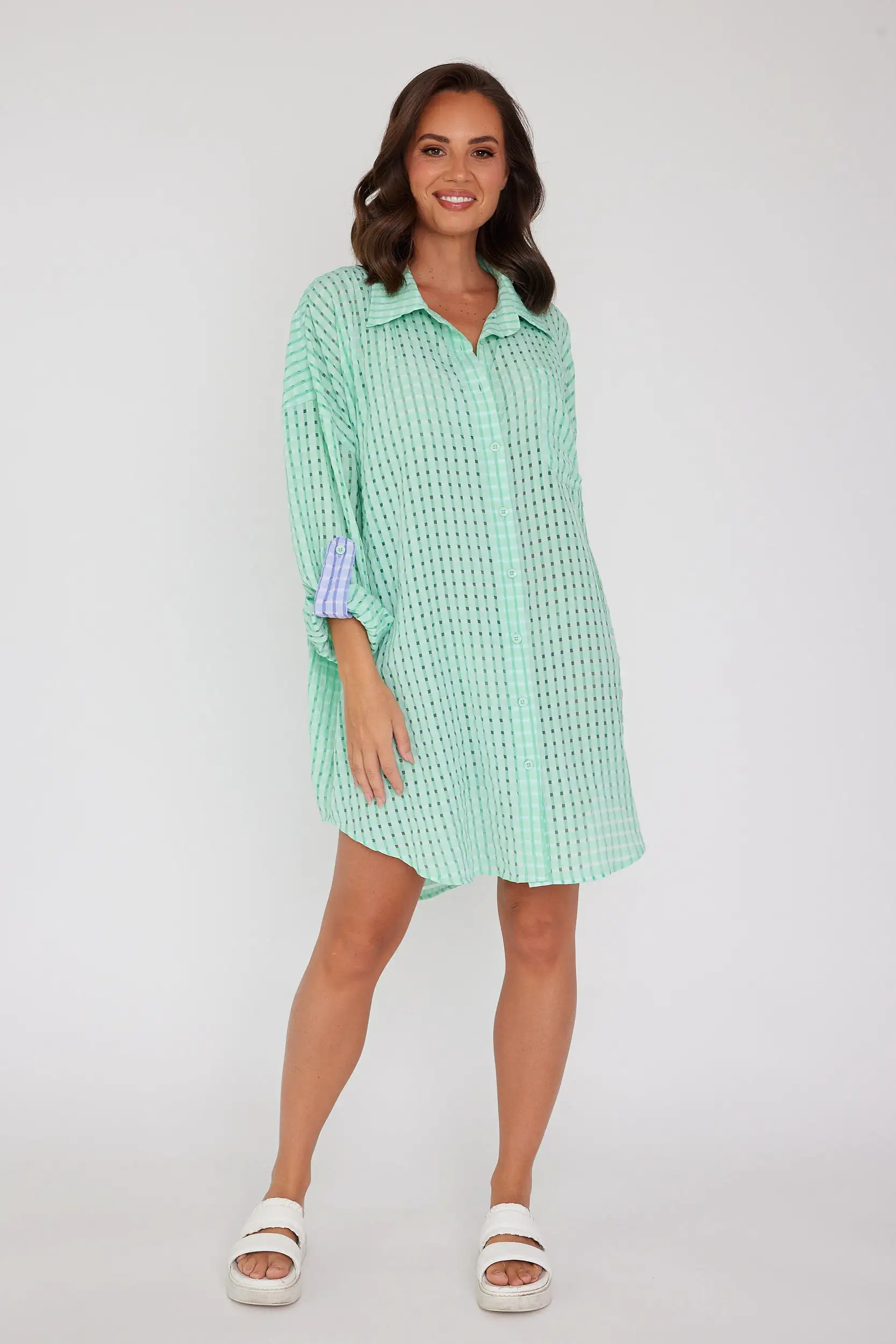 IZZY Dress Chequer Green