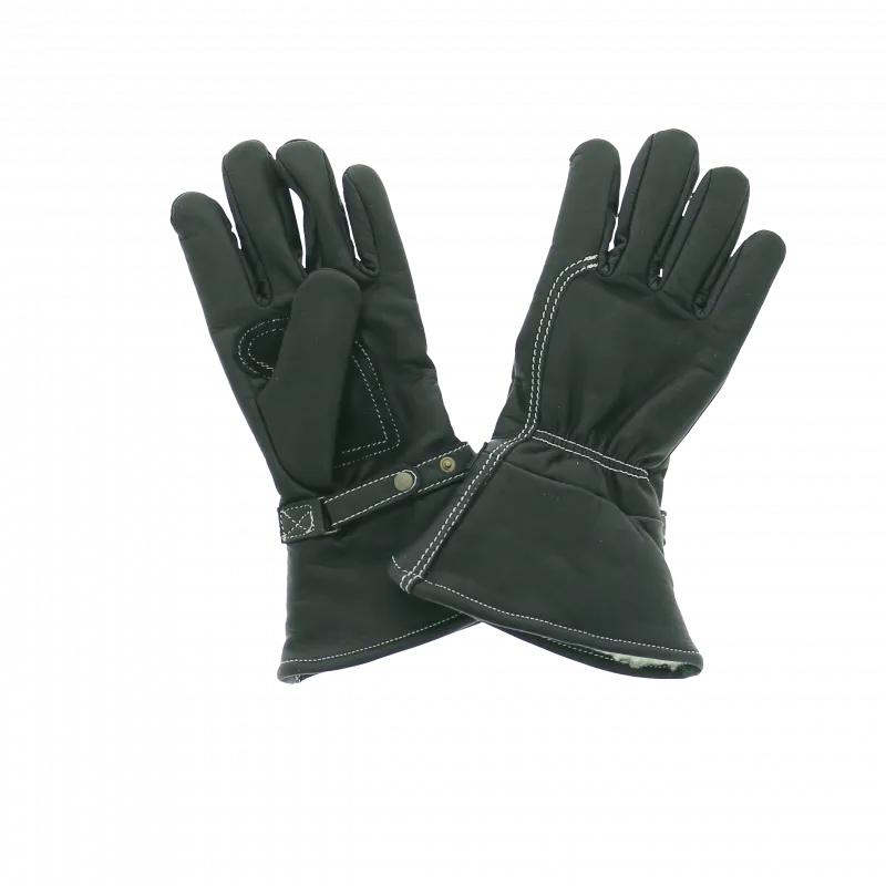 Leather Gloves Doublés, CE motorcycle approved, Black