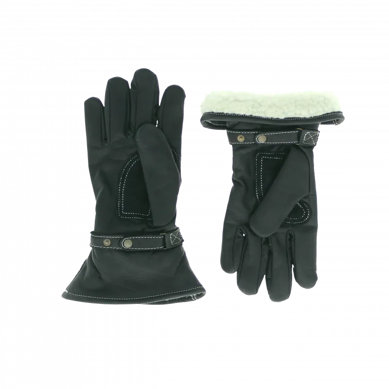 Leather Gloves Doublés, CE motorcycle approved, Black