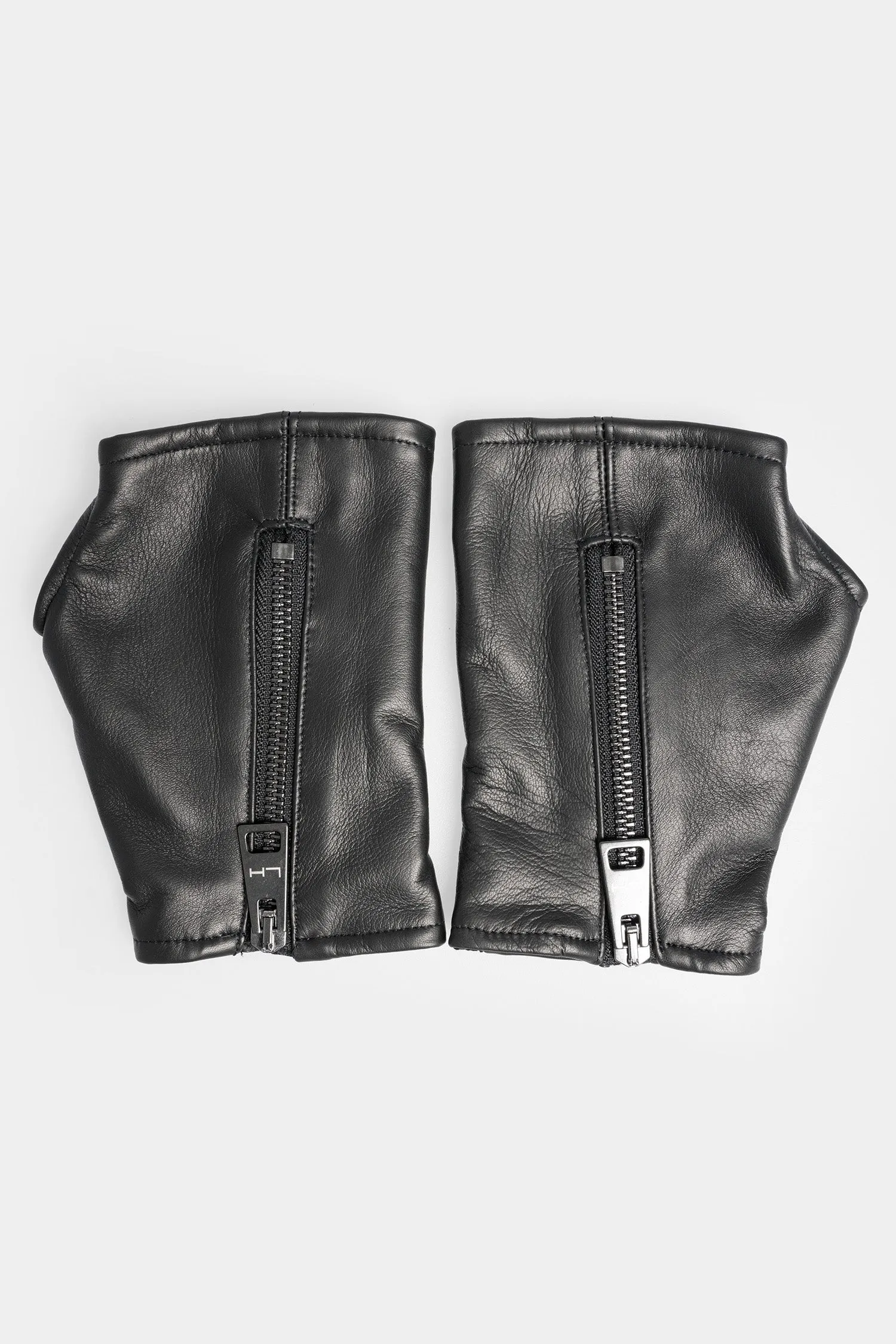 Leather zip gloves