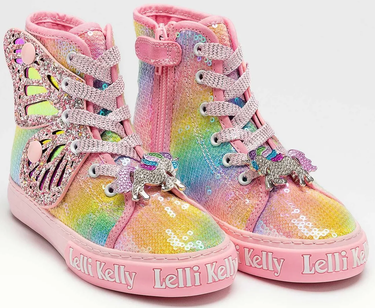 Lelli Kelly LK 1331 Unicorn Wings Rainbow Multi Sequin Ankle Boot Limited Edition