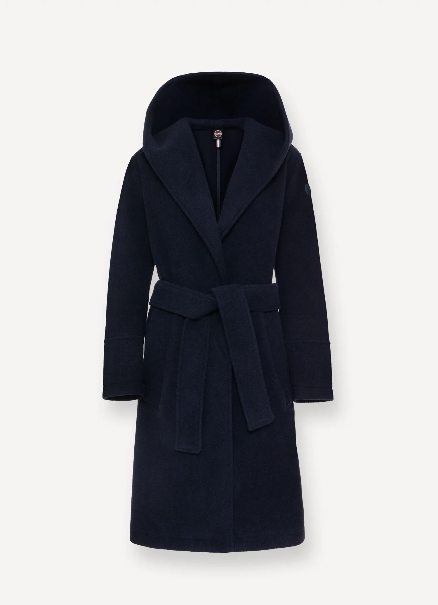 Long wool baize coat with belt-