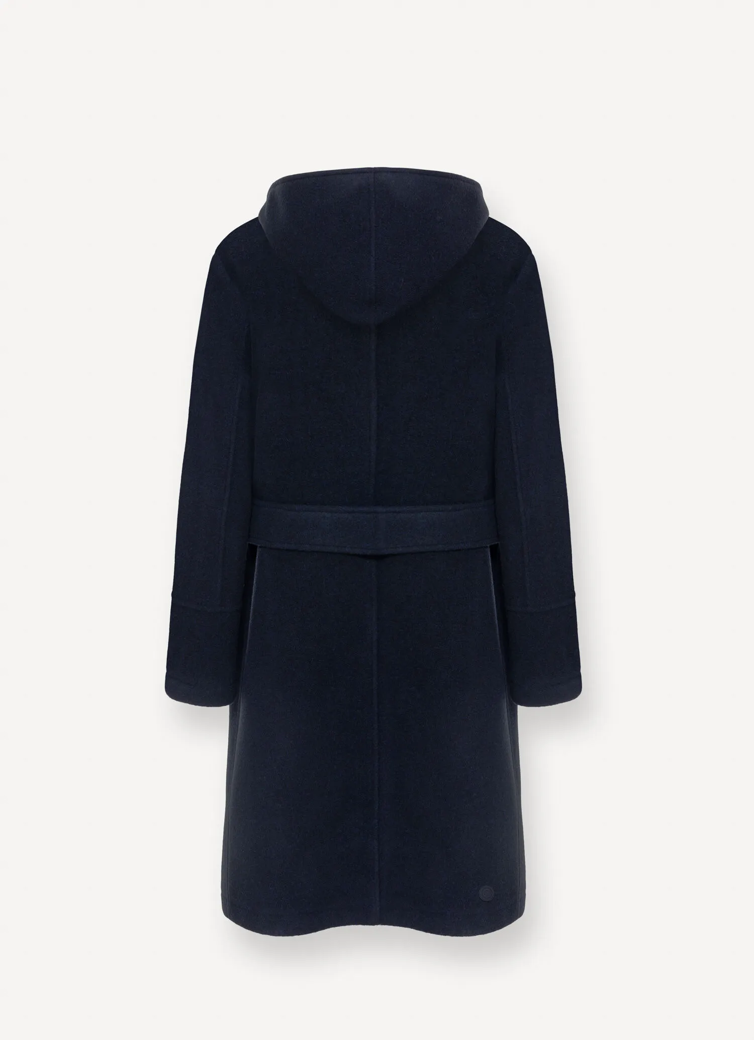 Long wool baize coat with belt-