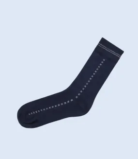 MA1689-NAVY/GREY-Mid-calf Socks For Men