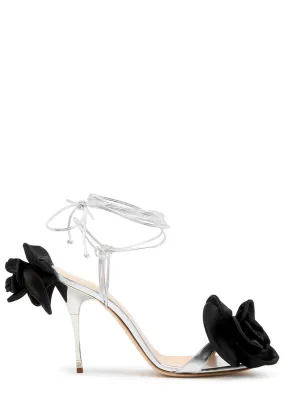 MAGDA BUTRYM 100 floral-appliquéd metallic leather sandals -                         -                     -                