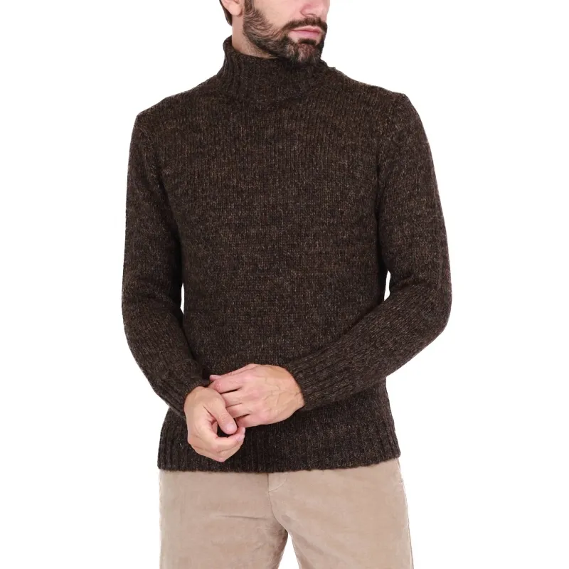 MAGLIA UOMO DOLCEVITA MISTO ALPACA, MARRONE