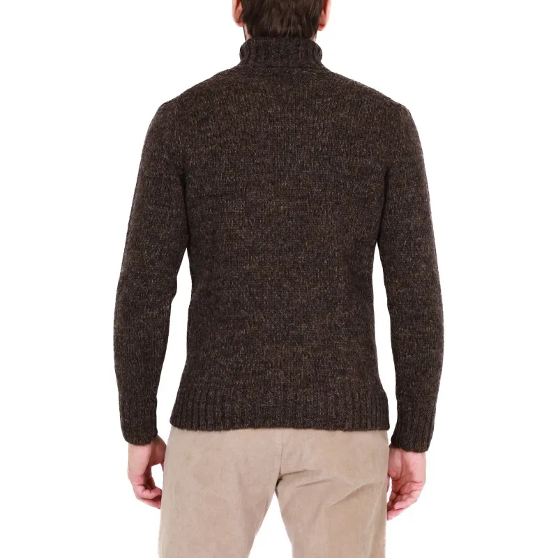 MAGLIA UOMO DOLCEVITA MISTO ALPACA, MARRONE