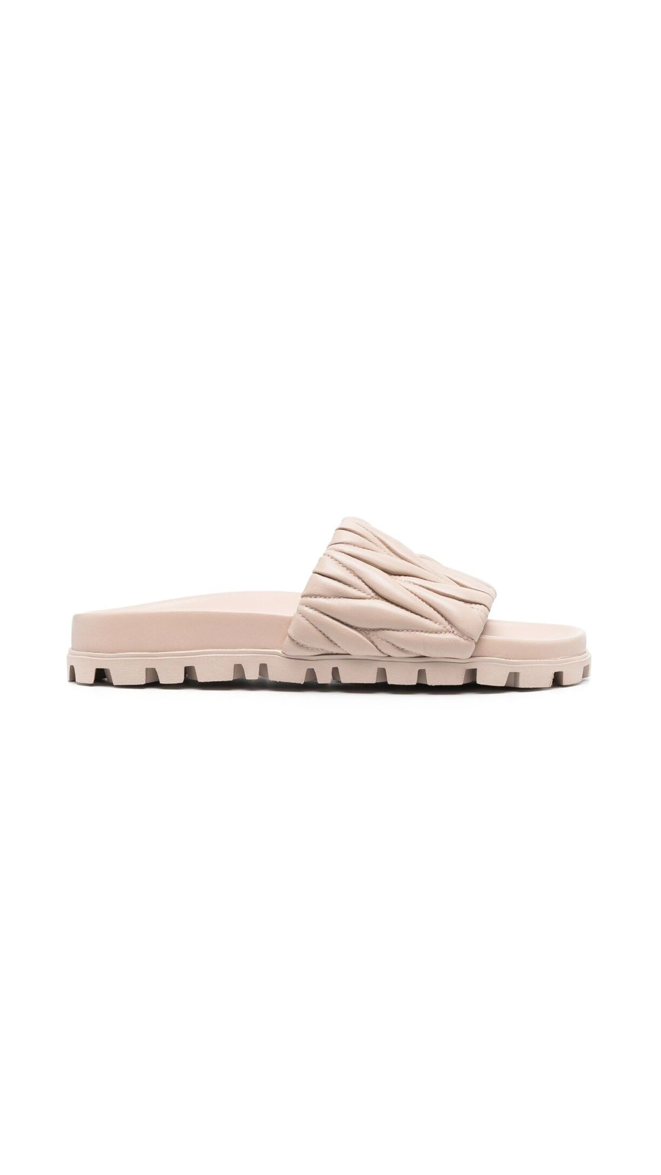 Matelassé Nappa Leather Sandals - Water Lily