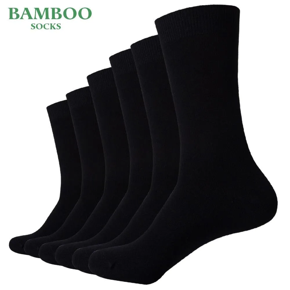 Men Bamboo Black Socks Breathable Business Dress Socks (6 Pairs/Lot)