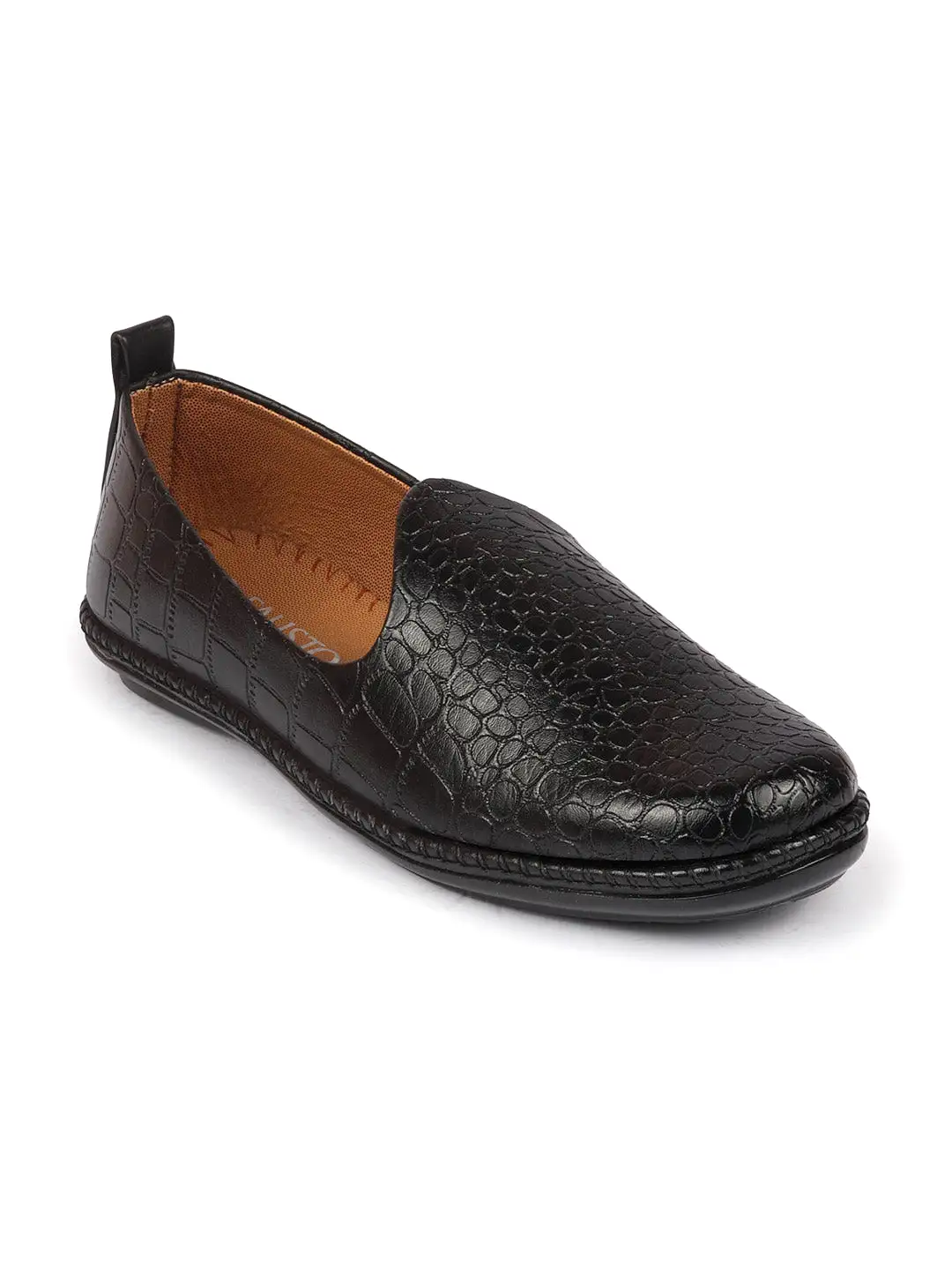 Men Black Ethnic Slip On Trending Stitched Jutis