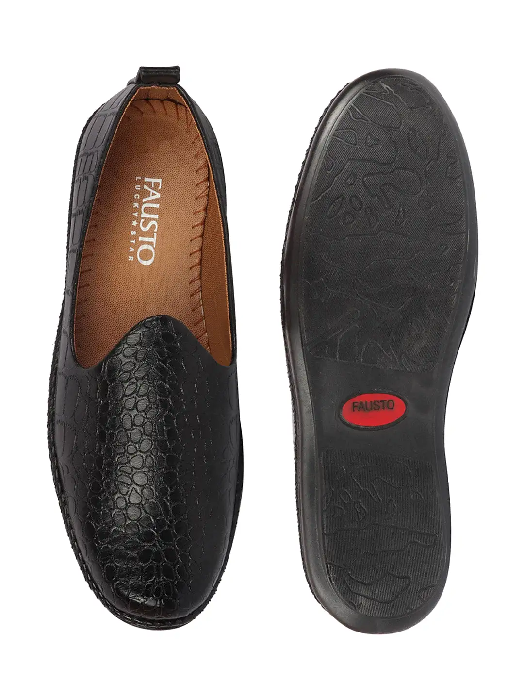 Men Black Ethnic Slip On Trending Stitched Jutis