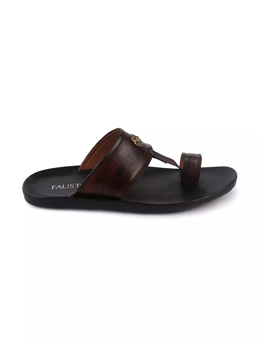 Men Brown Slip On Indoor Toe Ring Slippers