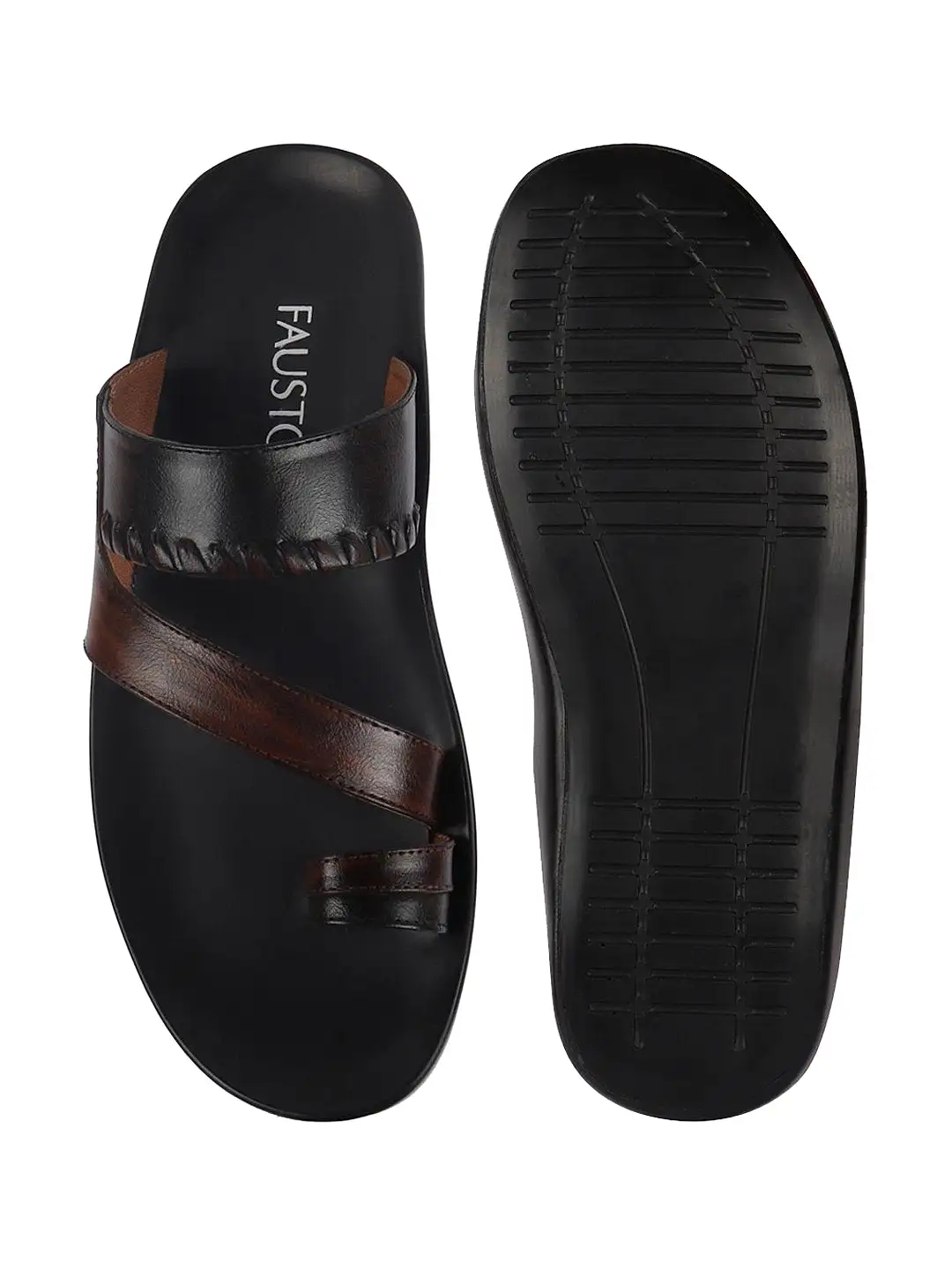 Men Brown Slip On Outdoor Toe Ring Slippers