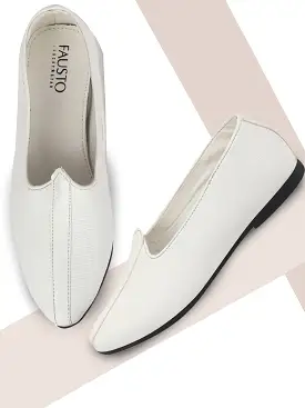 Men Ethnic White Slip On Juttis and Mojaris