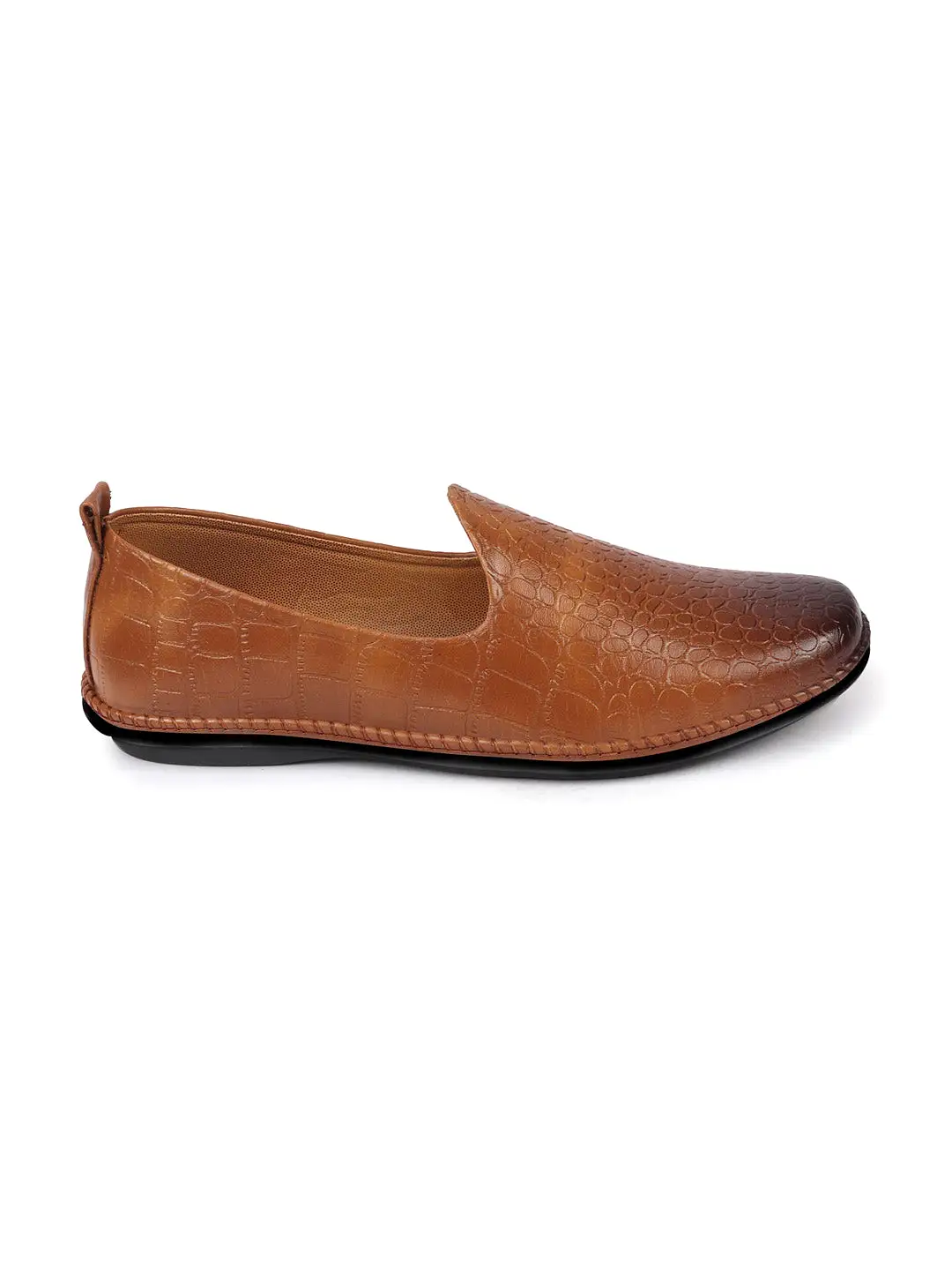 Men Tan Ethnic Slip On Trending Stitched Jutis