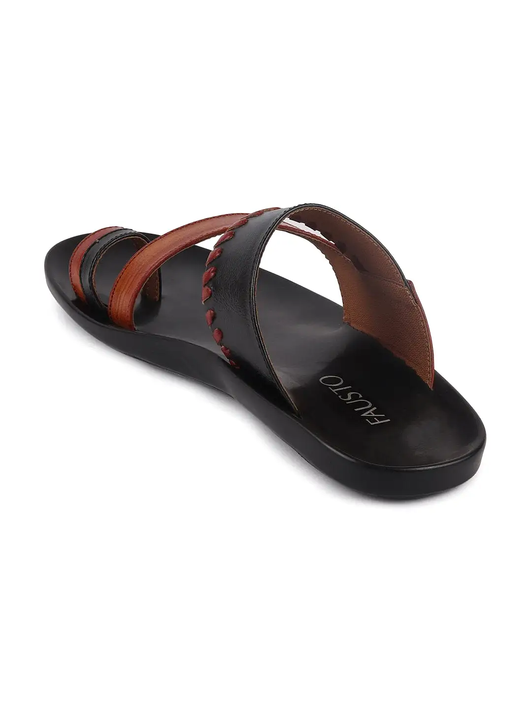 Men Tan Slip On Outdoor Toe Ring Slippers