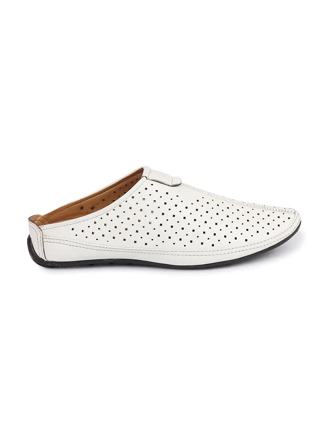 Men White Ethnic Wedding Party Back Open Slip On Juttis and Mojaris