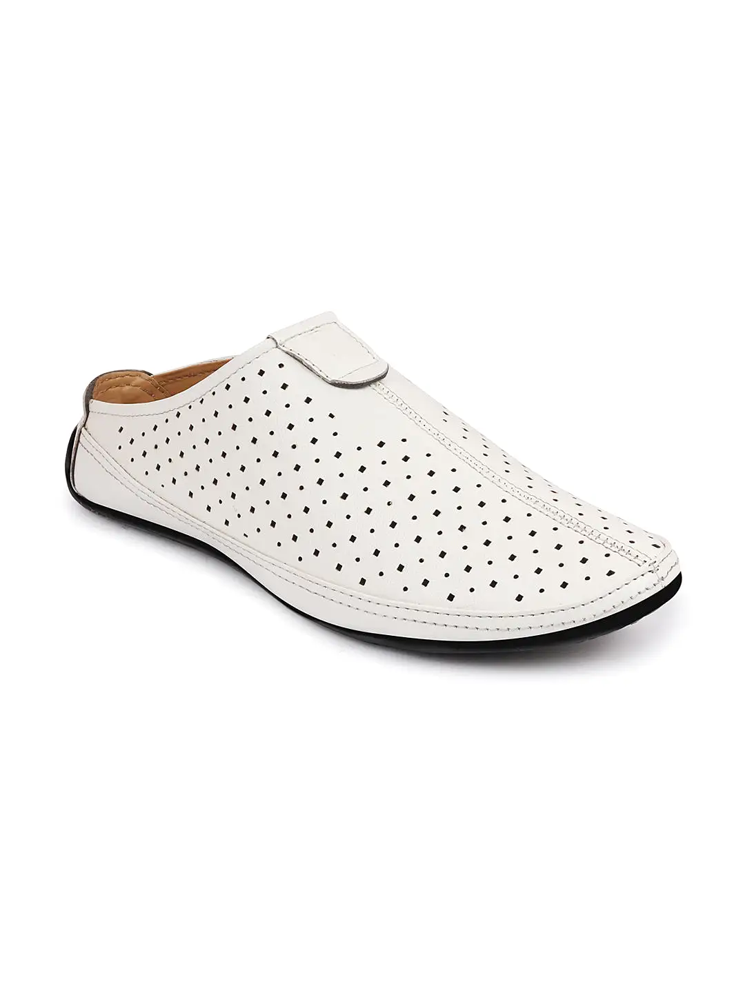 Men White Ethnic Wedding Party Back Open Slip On Juttis and Mojaris