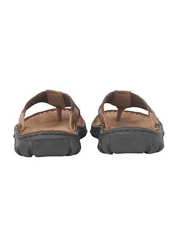 Mens Ainsley Tan Leather Sandals by Lotus | Look Again