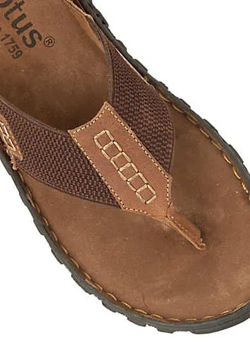 Mens Ainsley Tan Leather Sandals by Lotus | Look Again