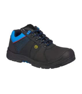 Mens protector leather compositelite safety shoes black/blue Portwest