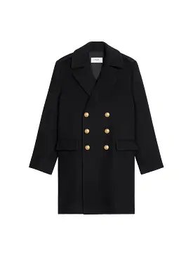 MILITARY COAT IN BLACK CASHMERE AND WOOL