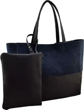 Navy Faux Suede Tote