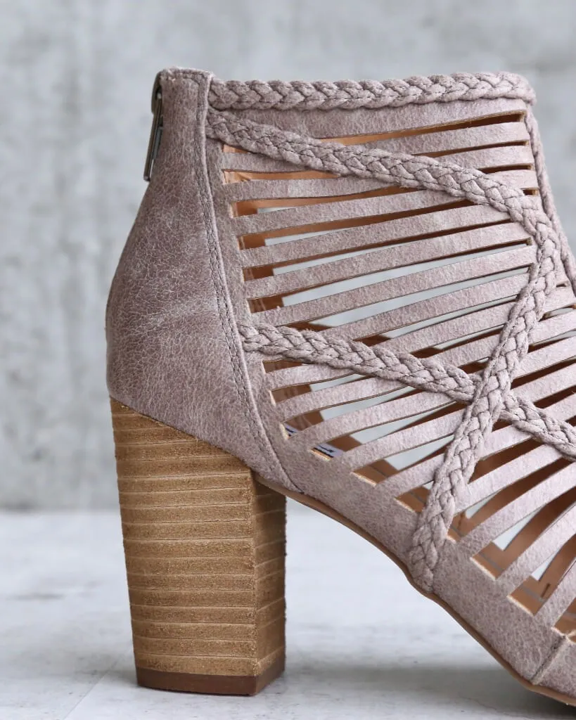 Not Rated - Love To All Woven Cutout Ankle Heeled Bootie in Grey