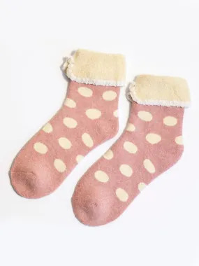 Pink Spotted Luxury Cosy Socks