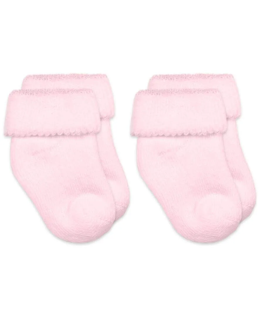 Pink Terry Turn Cuff Bootie Socks