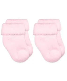 Pink Terry Turn Cuff Bootie Socks