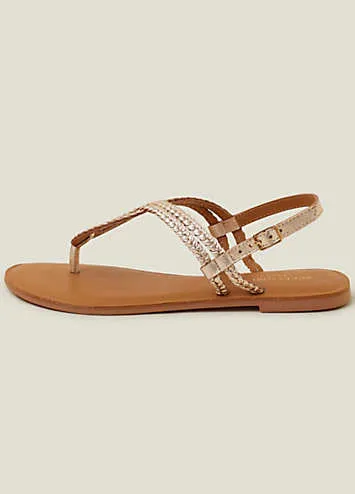 Plaited Loop Leather Sandals  by Accessorize | Look Again