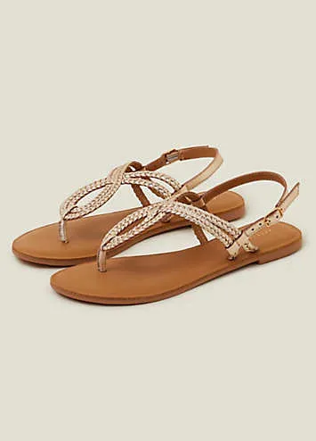 Plaited Loop Leather Sandals  by Accessorize | Look Again