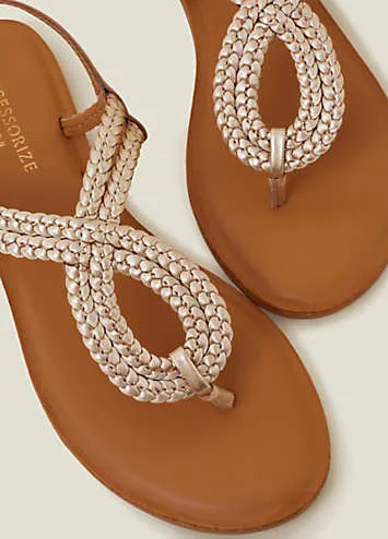 Plaited Loop Leather Sandals  by Accessorize | Look Again