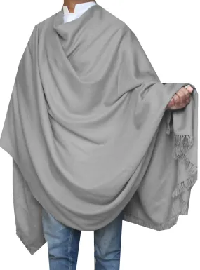 Pure Wool Large Prayer Shawl Wrap Mens Womens India Clothing (Grey)