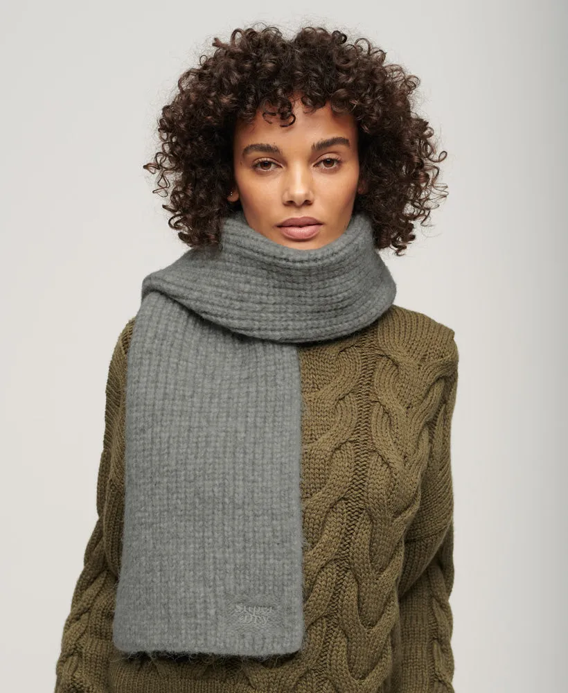 Ribbed Knit Scarf | Grey Marle