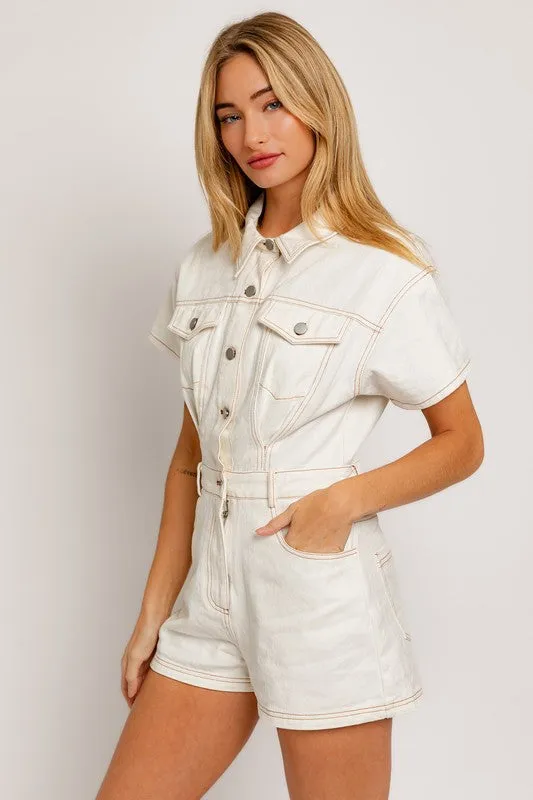 Short Sleeve Denim Romper