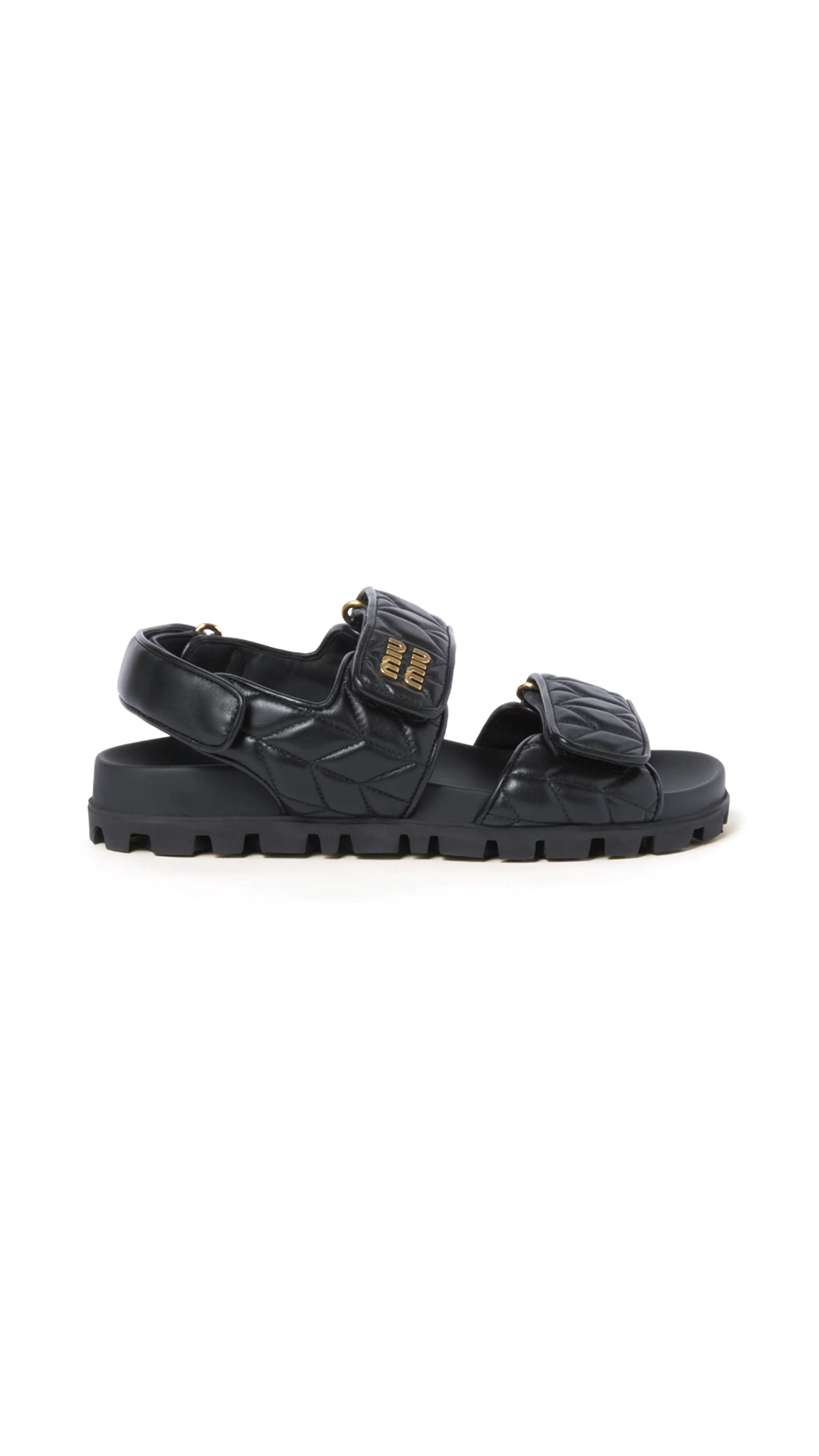 Sporty Matelassé Nappa Leather Sandals - Black