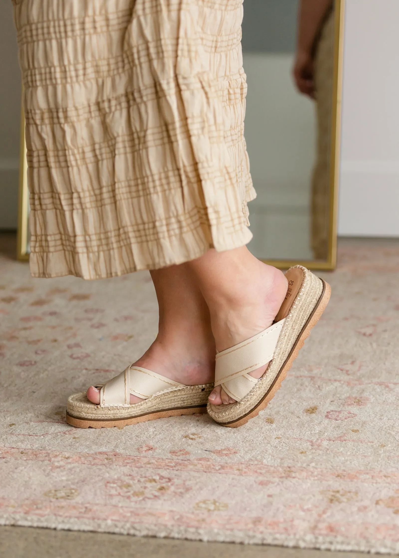 The Lucia Beige Slip On Espadrille Platform - FINAL SALE