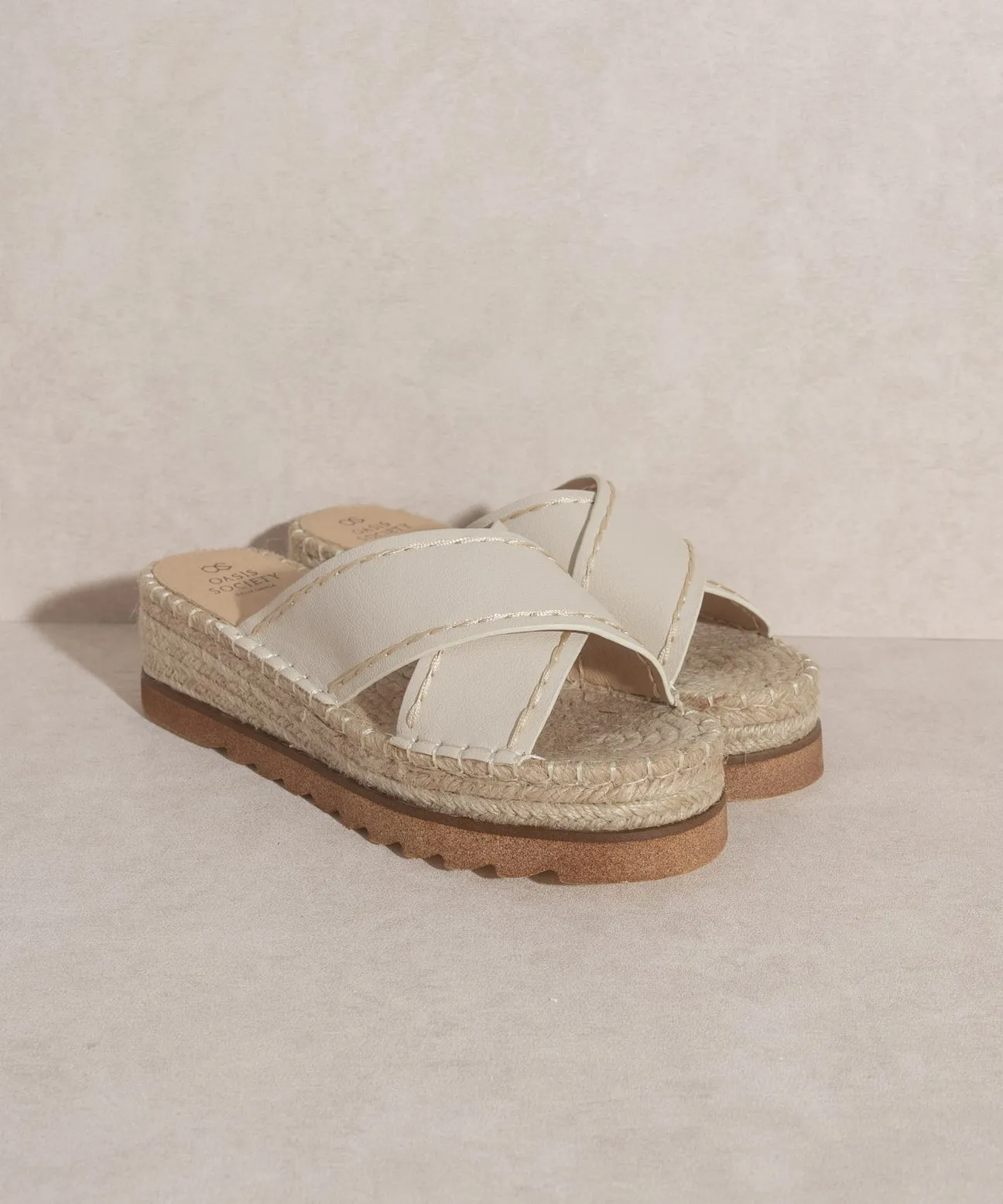 The Lucia Beige Slip On Espadrille Platform - FINAL SALE