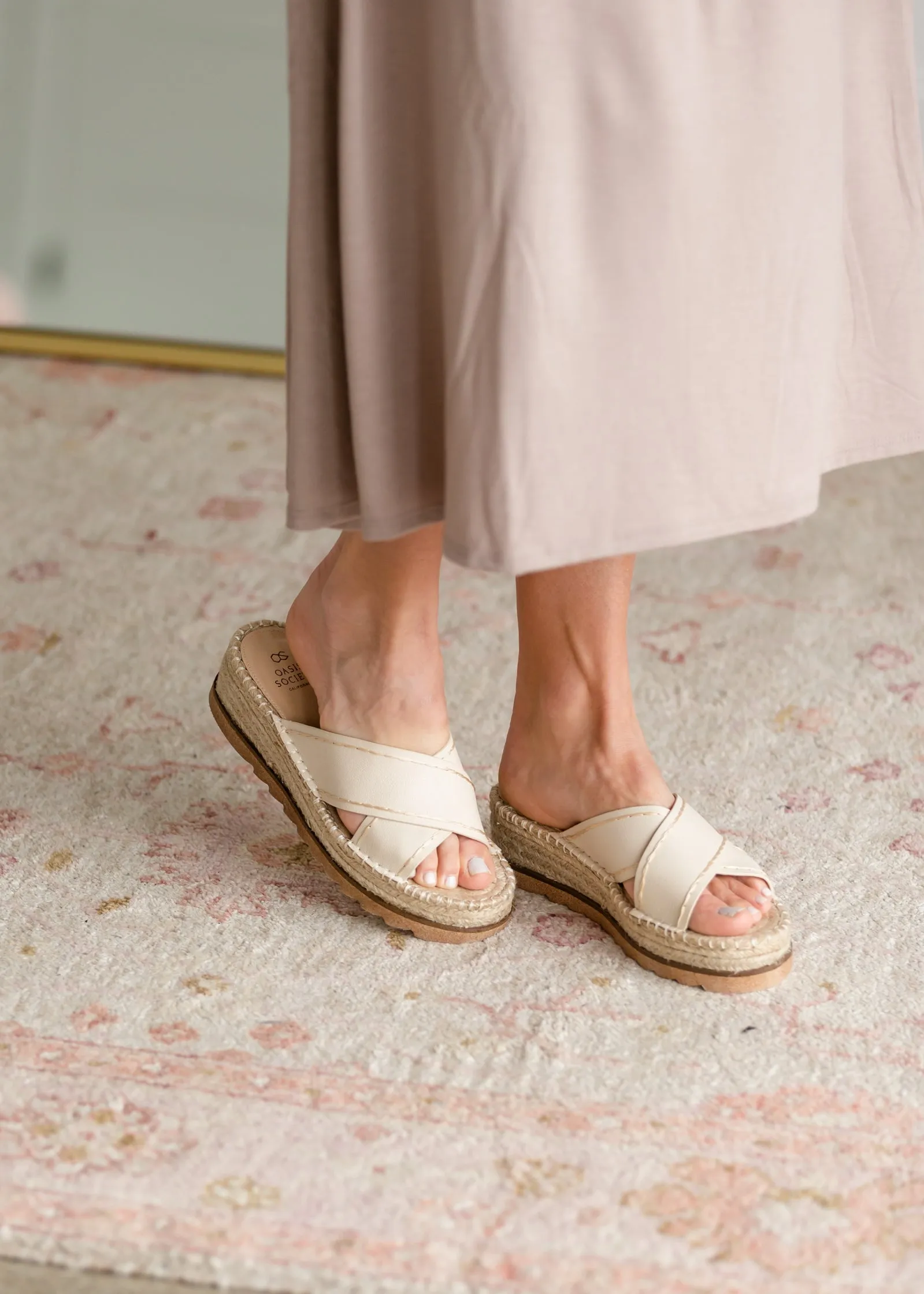 The Lucia Beige Slip On Espadrille Platform - FINAL SALE