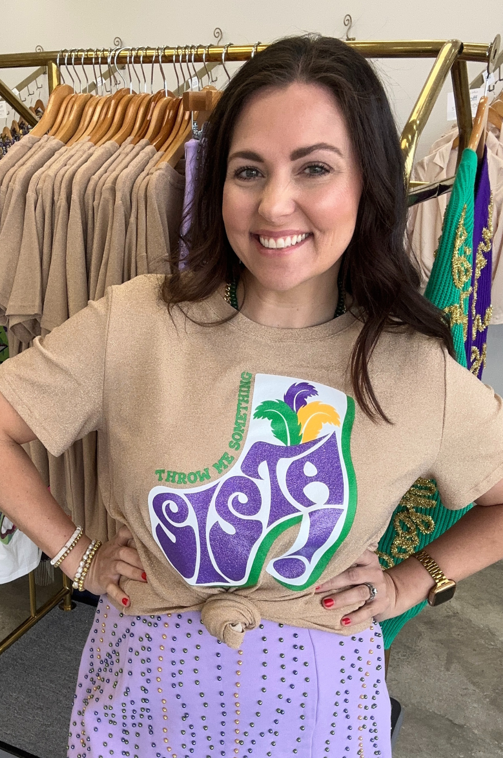 Throw Me Something Sista Mardi Gras Signature Tee