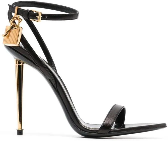 TOM FORD Padlock 105mm leather sandals Black