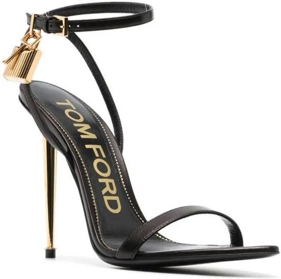 TOM FORD Padlock 105mm leather sandals Black