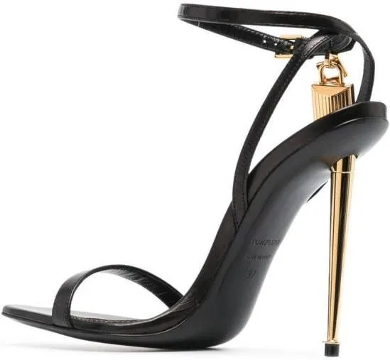 TOM FORD Padlock 105mm leather sandals Black